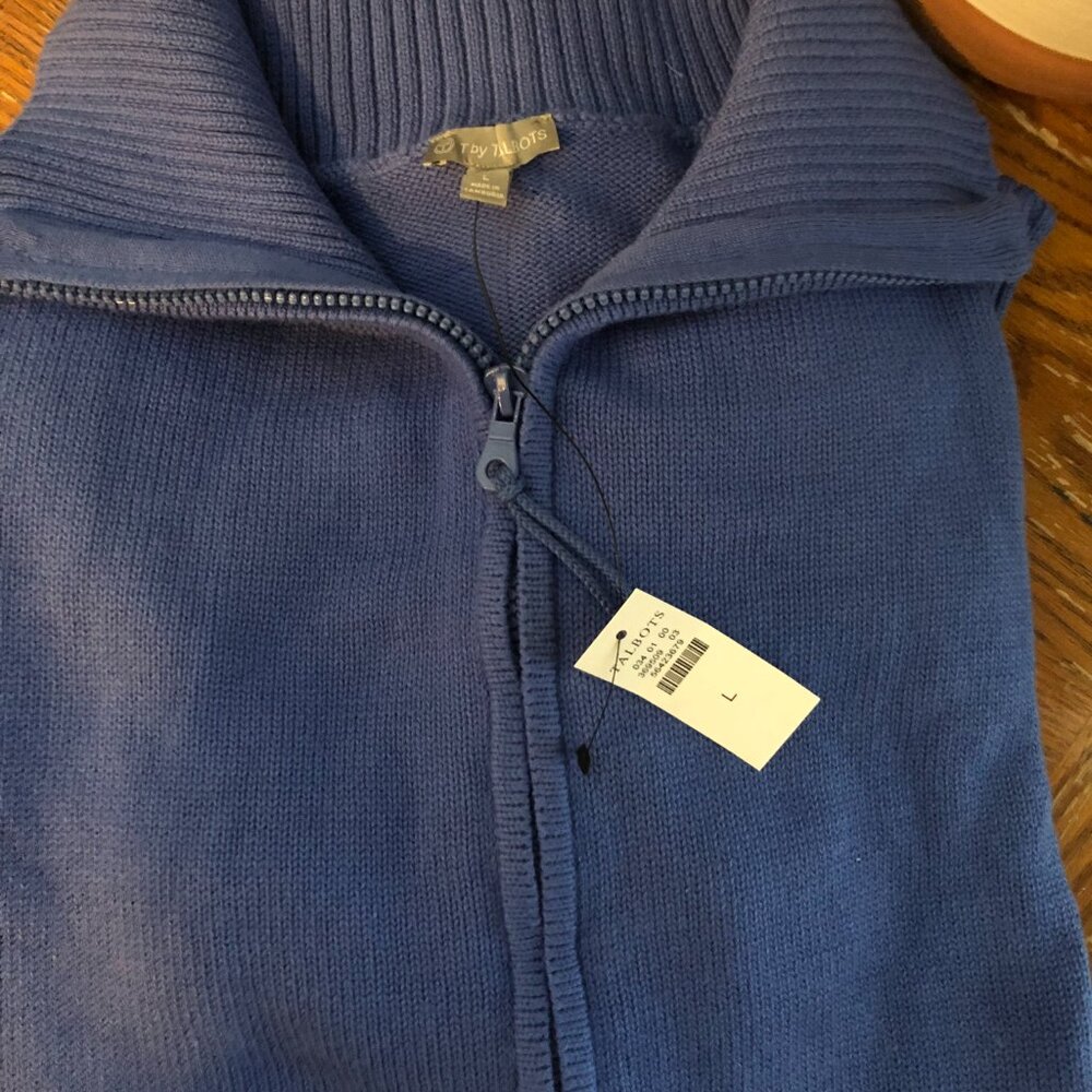 T Talbots Blue Zip-up Sweater - Picture 1 of 5